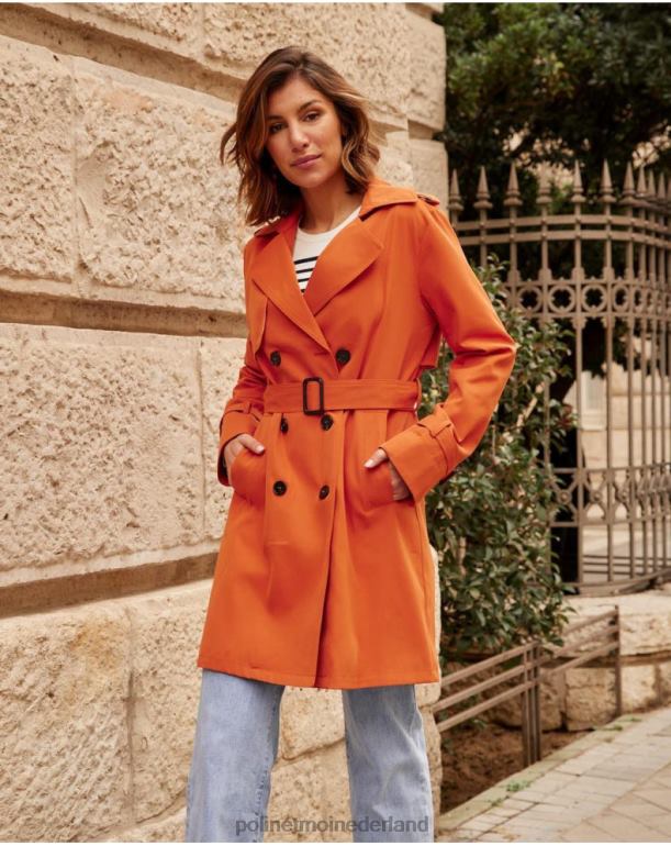 nl Polin et moi klassieke trenchcoat emilia oranje JD28V365 kleding
