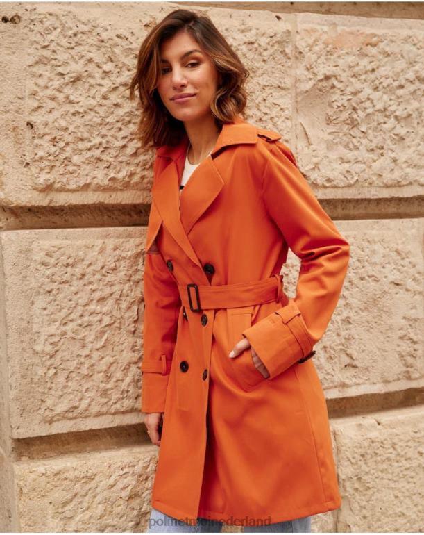 nl Polin et moi klassieke trenchcoat emilia oranje JD28V365 kleding