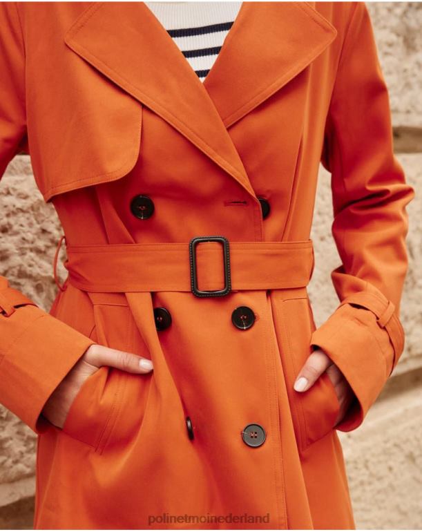 nl Polin et moi klassieke trenchcoat emilia oranje JD28V365 kleding