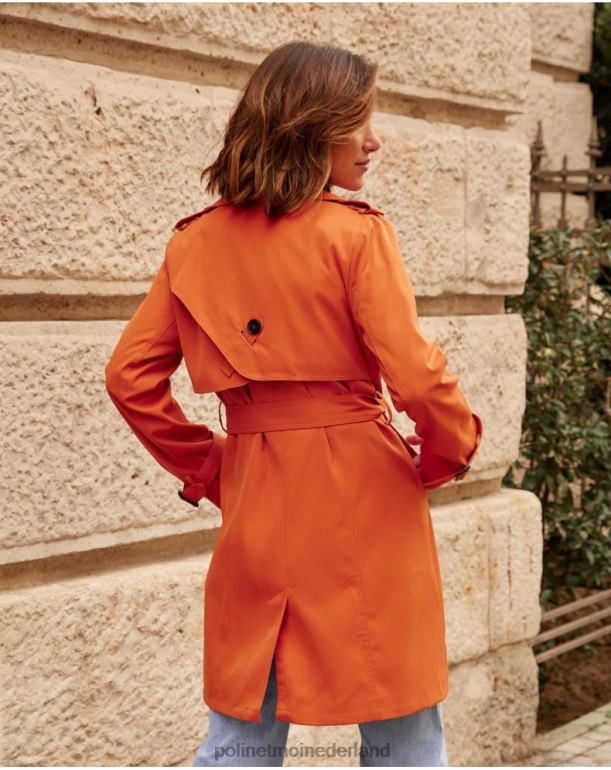 nl Polin et moi klassieke trenchcoat emilia oranje JD28V365 kleding