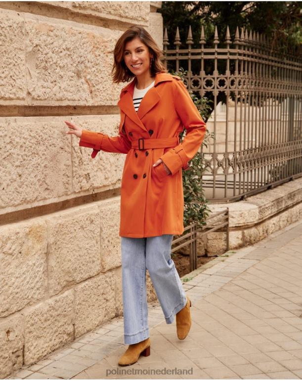 nl Polin et moi klassieke trenchcoat emilia oranje JD28V365 kleding