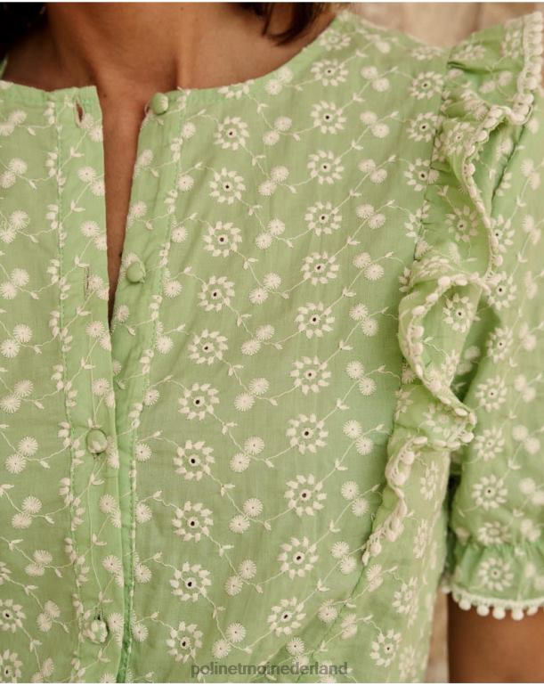 nl Polin et moi Candida geborduurde blouse appelgroen/mint JD28V154 kleding