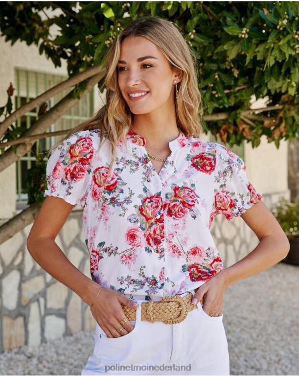 nl Polin et moi Faustina rozen shirt wit JD28V192 kleding