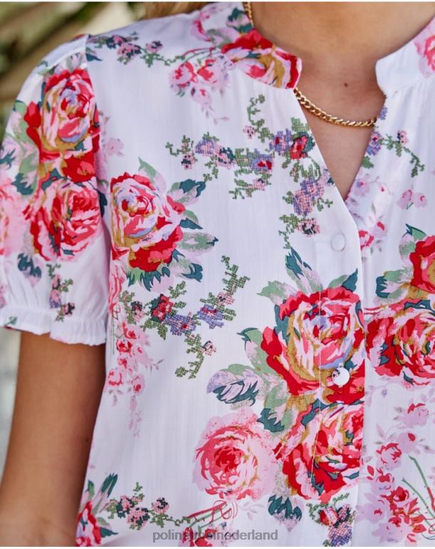 nl Polin et moi Faustina rozen shirt wit JD28V192 kleding