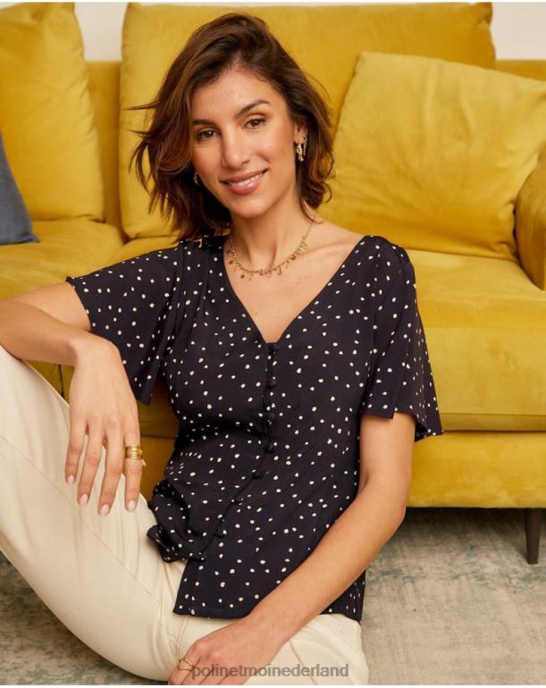 nl Polin et moi Mabela overhemd met stippen marien JD28V212 kleding