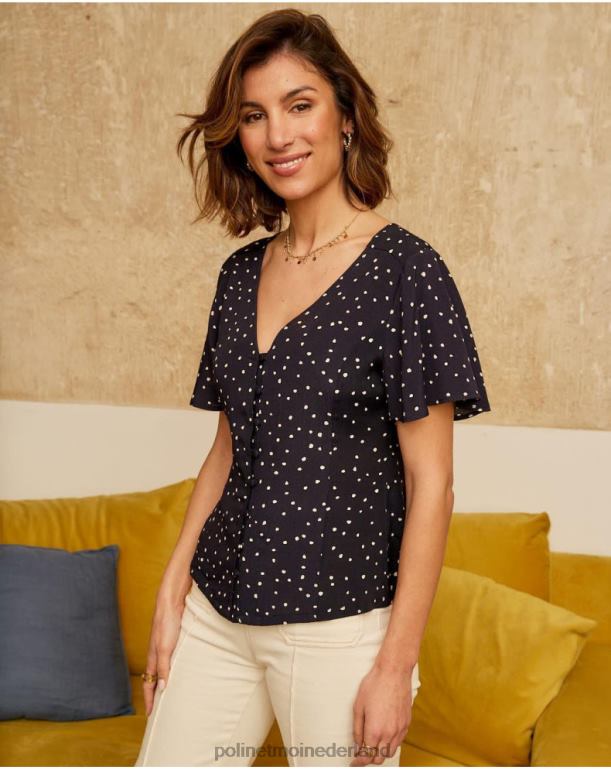 nl Polin et moi Mabela overhemd met stippen marien JD28V212 kleding