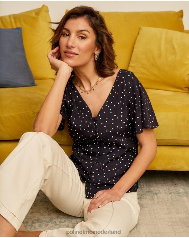 nl Polin et moi Mabela overhemd met stippen marien JD28V212 kleding