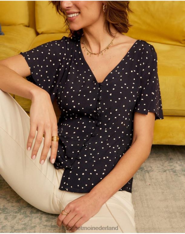 nl Polin et moi Mabela overhemd met stippen marien JD28V212 kleding