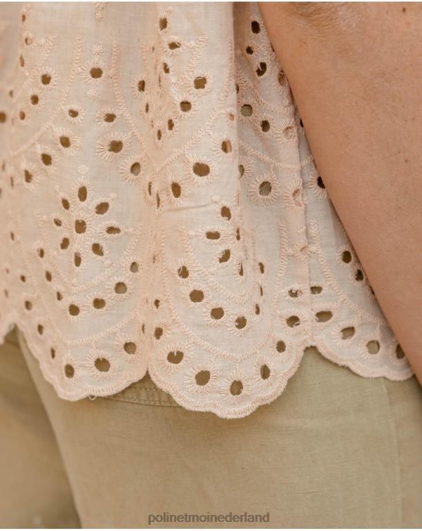 nl Polin et moi Marina opengewerkte blouse beige JD28V237 kleding