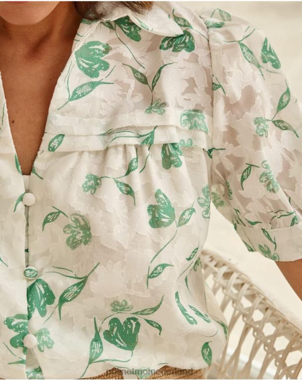 nl Polin et moi blouse bloemen oli smaragdgroen JD28V161 kleding