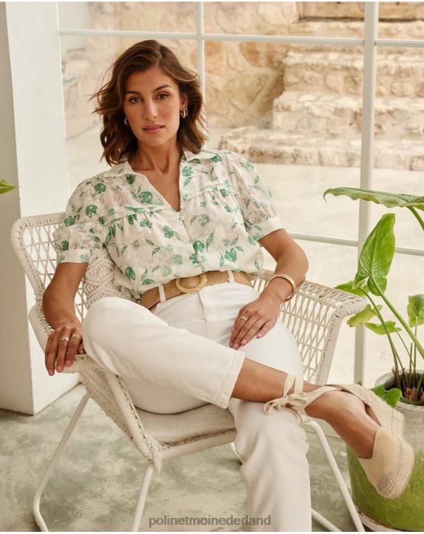 nl Polin et moi blouse bloemen oli smaragdgroen JD28V161 kleding