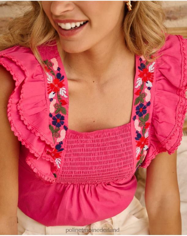 nl Polin et moi blouse met ruches Angela fuchsia JD28V167 kleding