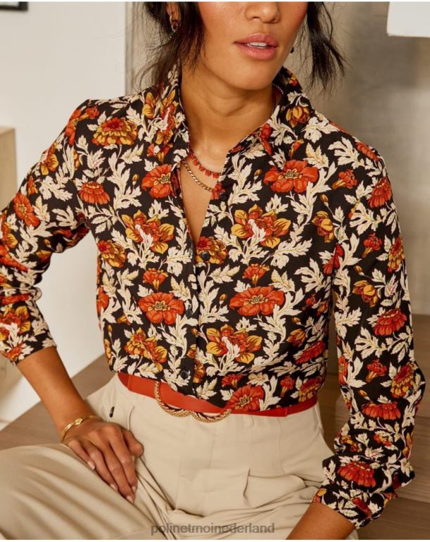 nl Polin et moi cira gebloemd overhemd zwart JD28V226 kleding