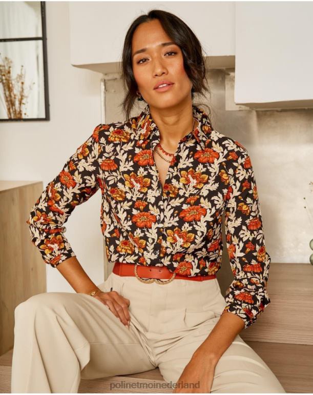 nl Polin et moi cira gebloemd overhemd zwart JD28V226 kleding