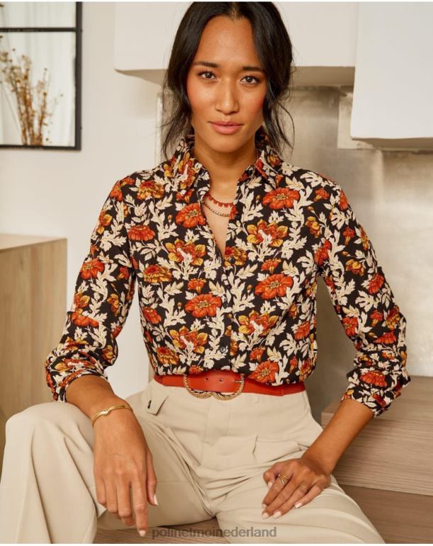 nl Polin et moi cira gebloemd overhemd zwart JD28V226 kleding