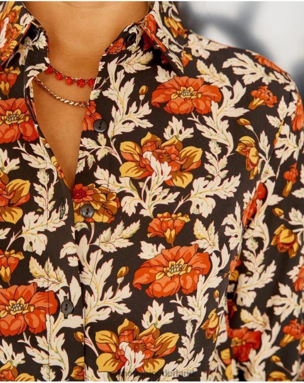 nl Polin et moi cira gebloemd overhemd zwart JD28V226 kleding