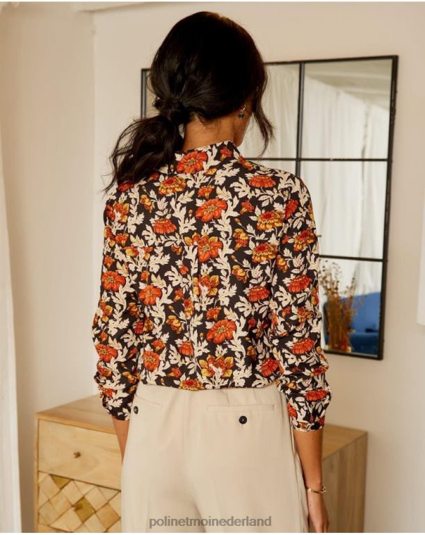 nl Polin et moi cira gebloemd overhemd zwart JD28V226 kleding