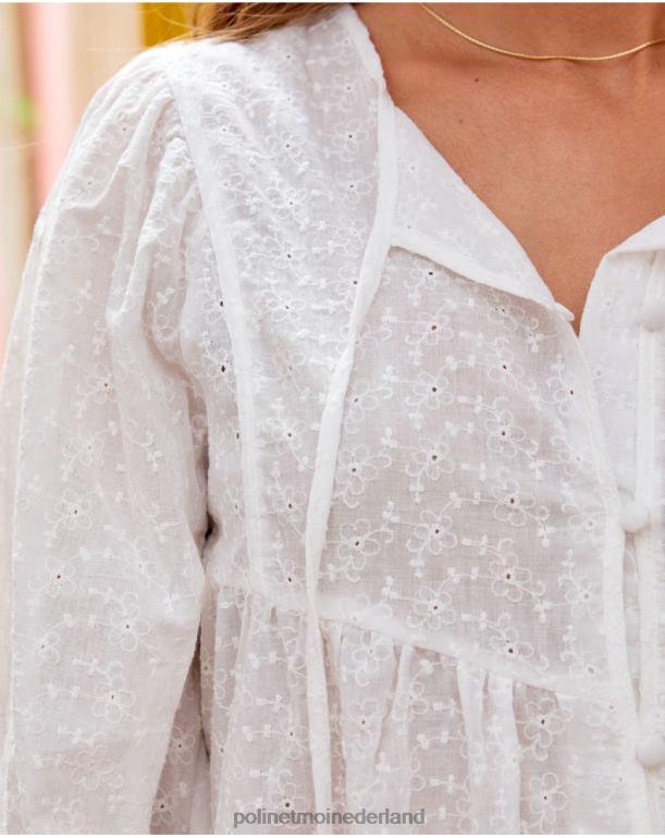 nl Polin et moi gabie geborduurde blouse wit JD28V188 kleding