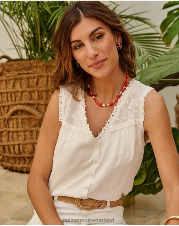 nl Polin et moi linnen josefina blouse wit JD28V158 kleding