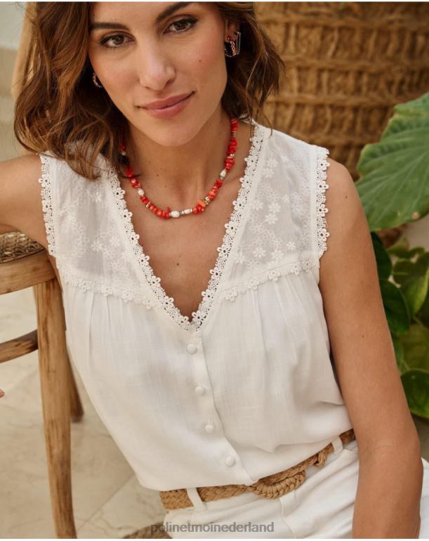 nl Polin et moi linnen josefina blouse wit JD28V158 kleding