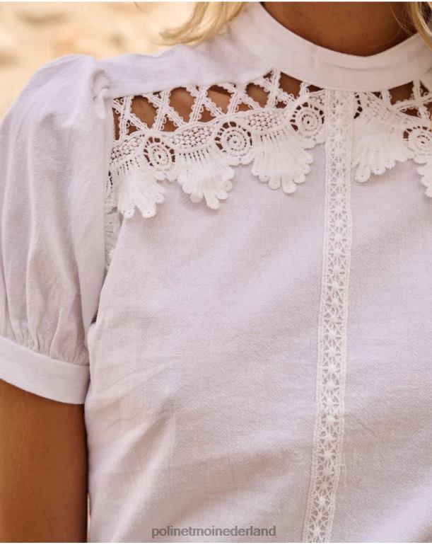 nl Polin et moi linnen leugens blouse wit JD28V165 kleding