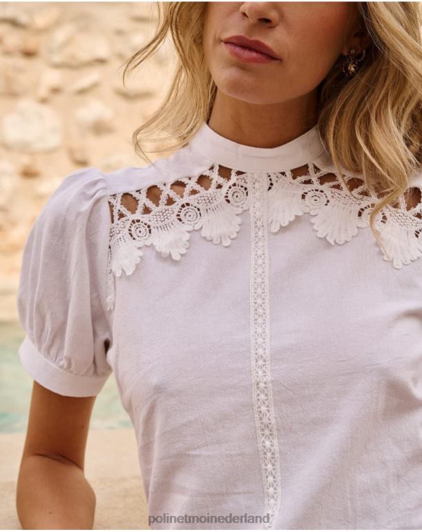 nl Polin et moi linnen leugens blouse wit JD28V165 kleding