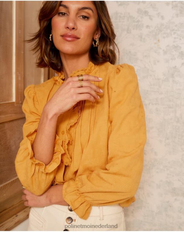 nl Polin et moi naia kanten overhemd oker JD28V222 kleding