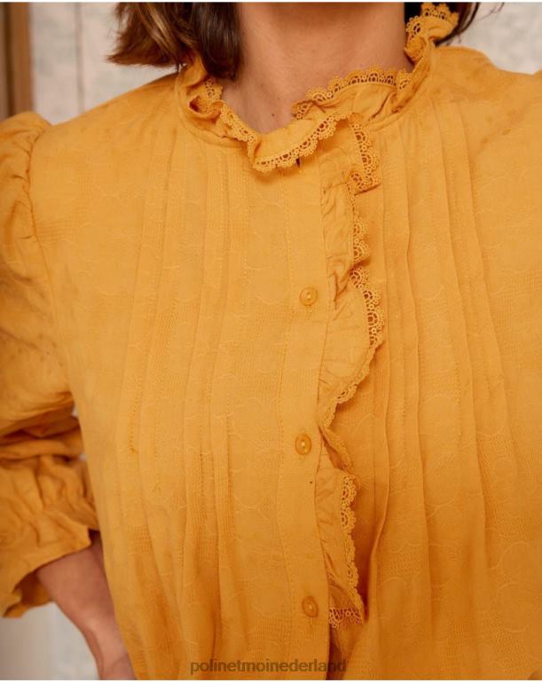 nl Polin et moi naia kanten overhemd oker JD28V222 kleding