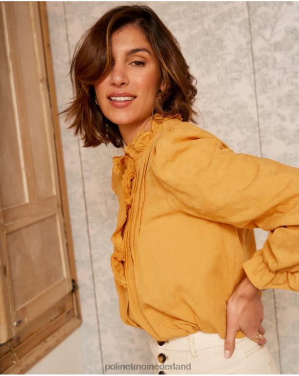 nl Polin et moi naia kanten overhemd oker JD28V222 kleding