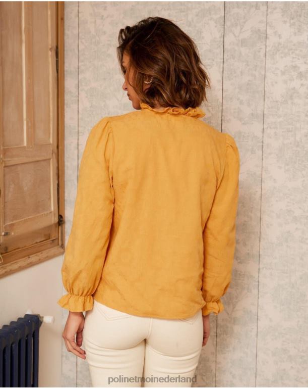 nl Polin et moi naia kanten overhemd oker JD28V222 kleding