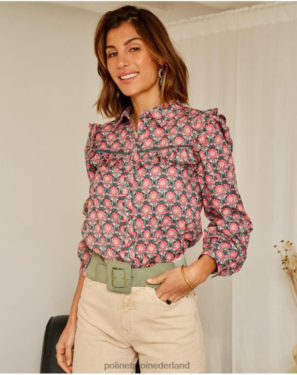 nl Polin et moi overhemd gegolfde calliope framboos JD28V229 kleding