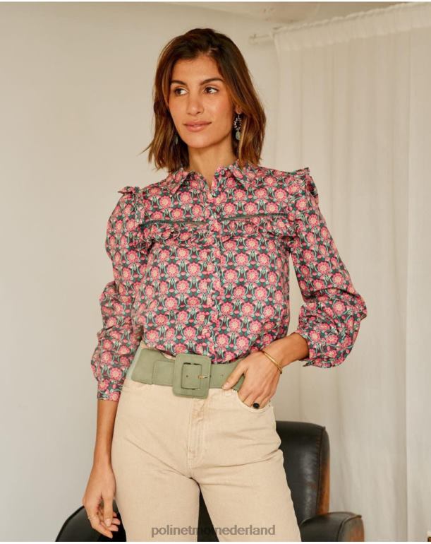 nl Polin et moi overhemd gegolfde calliope framboos JD28V229 kleding
