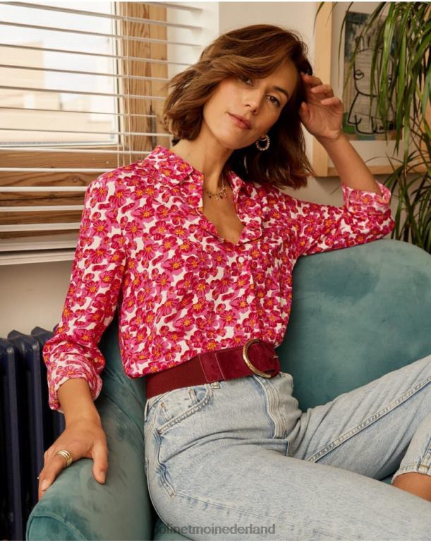 nl Polin et moi overhemd met aixa-glans framboos JD28V210 kleding