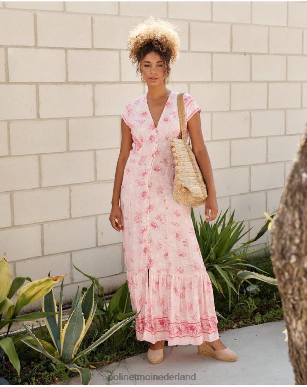 nl Polin et moi Adriana knopen jurk roos JD28V13 kleding