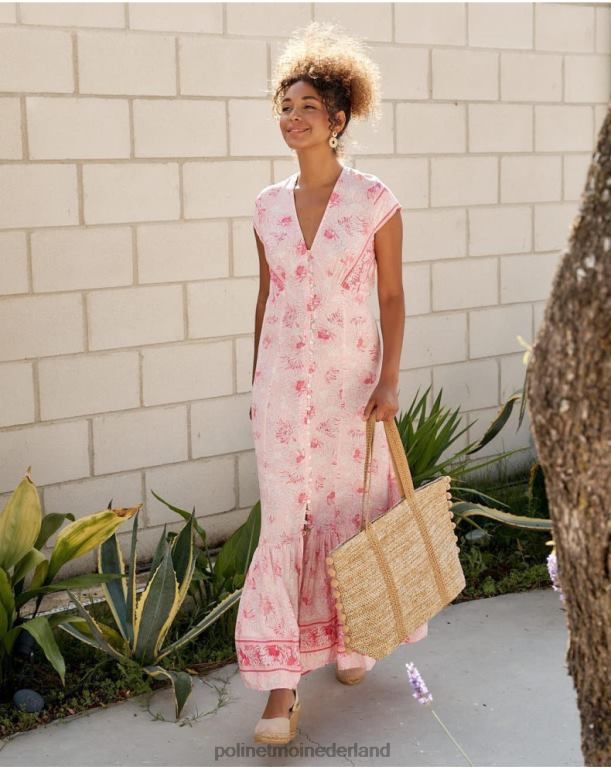 nl Polin et moi Adriana knopen jurk roos JD28V13 kleding