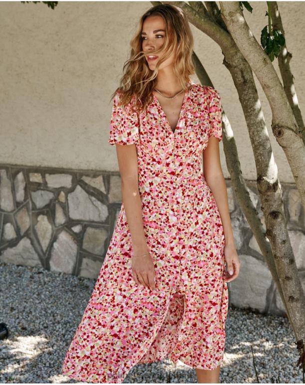 nl Polin et moi Annie knopen jurk framboos JD28V127 kleding