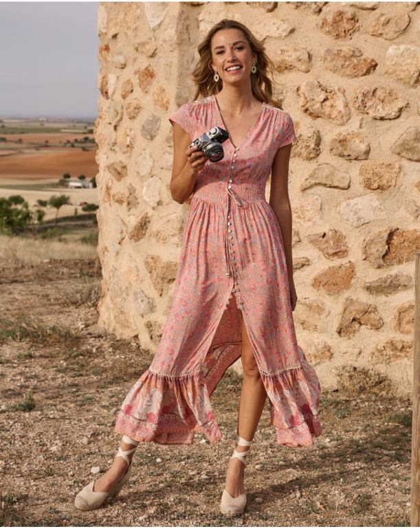 nl Polin et moi Carly lange jurk Zalm JD28V124 kleding