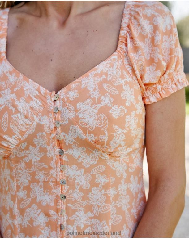 nl Polin et moi Cleofe knopen jurk perzik JD28V90 kleding