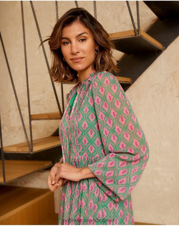 nl Polin et moi Rafaella geometrische jurk smaragdgroen JD28V135 kleding