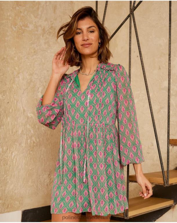 nl Polin et moi Rafaella geometrische jurk smaragdgroen JD28V135 kleding