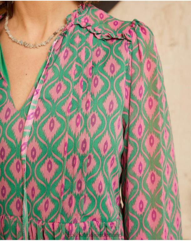 nl Polin et moi Rafaella geometrische jurk smaragdgroen JD28V135 kleding