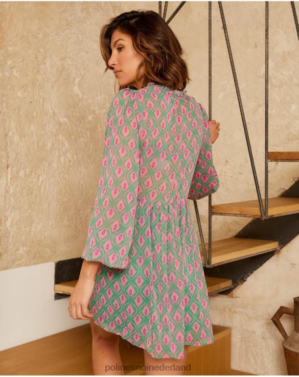 nl Polin et moi Rafaella geometrische jurk smaragdgroen JD28V135 kleding