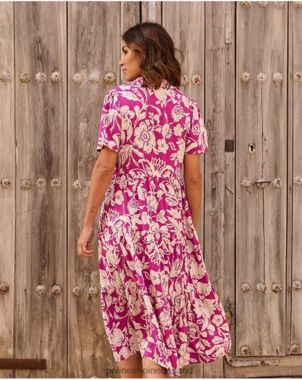 nl Polin et moi Silvia lange jurk aubergine JD28V77 kleding