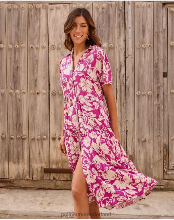 nl Polin et moi Silvia lange jurk aubergine JD28V77 kleding