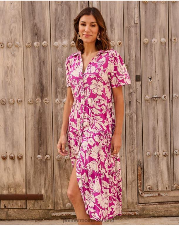 nl Polin et moi Silvia lange jurk aubergine JD28V77 kleding