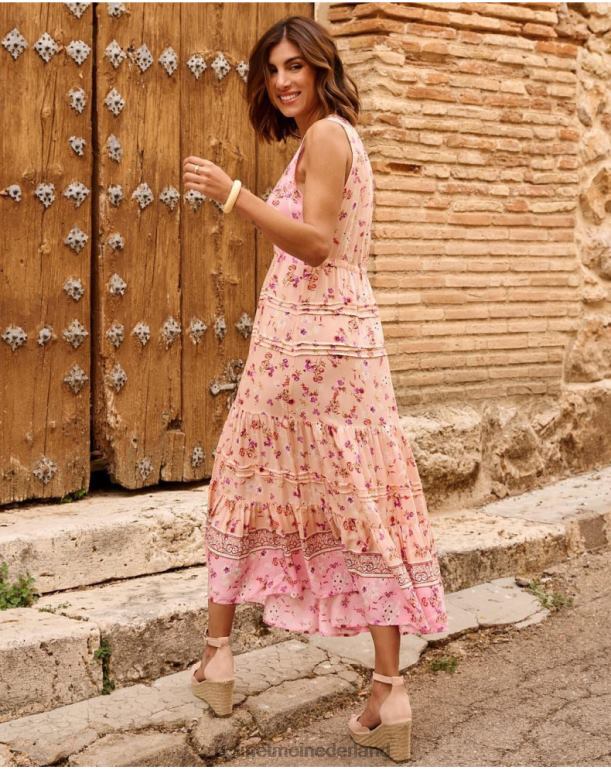 nl Polin et moi adri bloemenjurk Zalm JD28V53 kleding