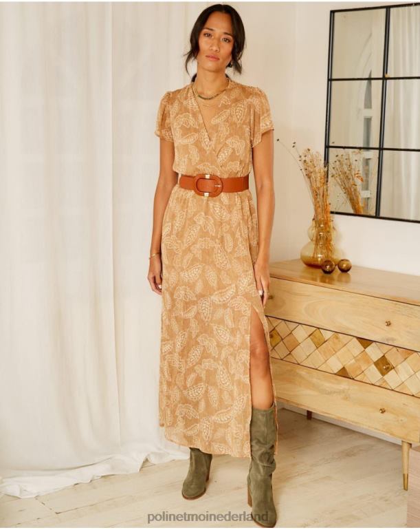 nl Polin et moi bambina bladeren jurk kameel JD28V137 kleding