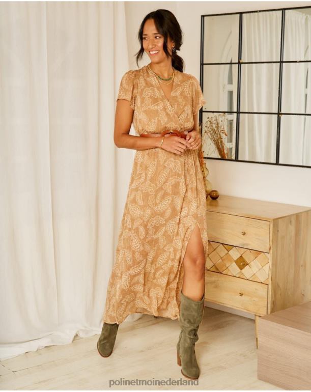nl Polin et moi bambina bladeren jurk kameel JD28V137 kleding