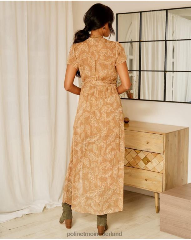 nl Polin et moi bambina bladeren jurk kameel JD28V137 kleding