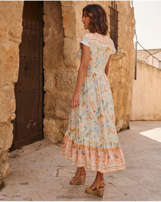 nl Polin et moi boho ireny-jurk watergroen JD28V36 kleding